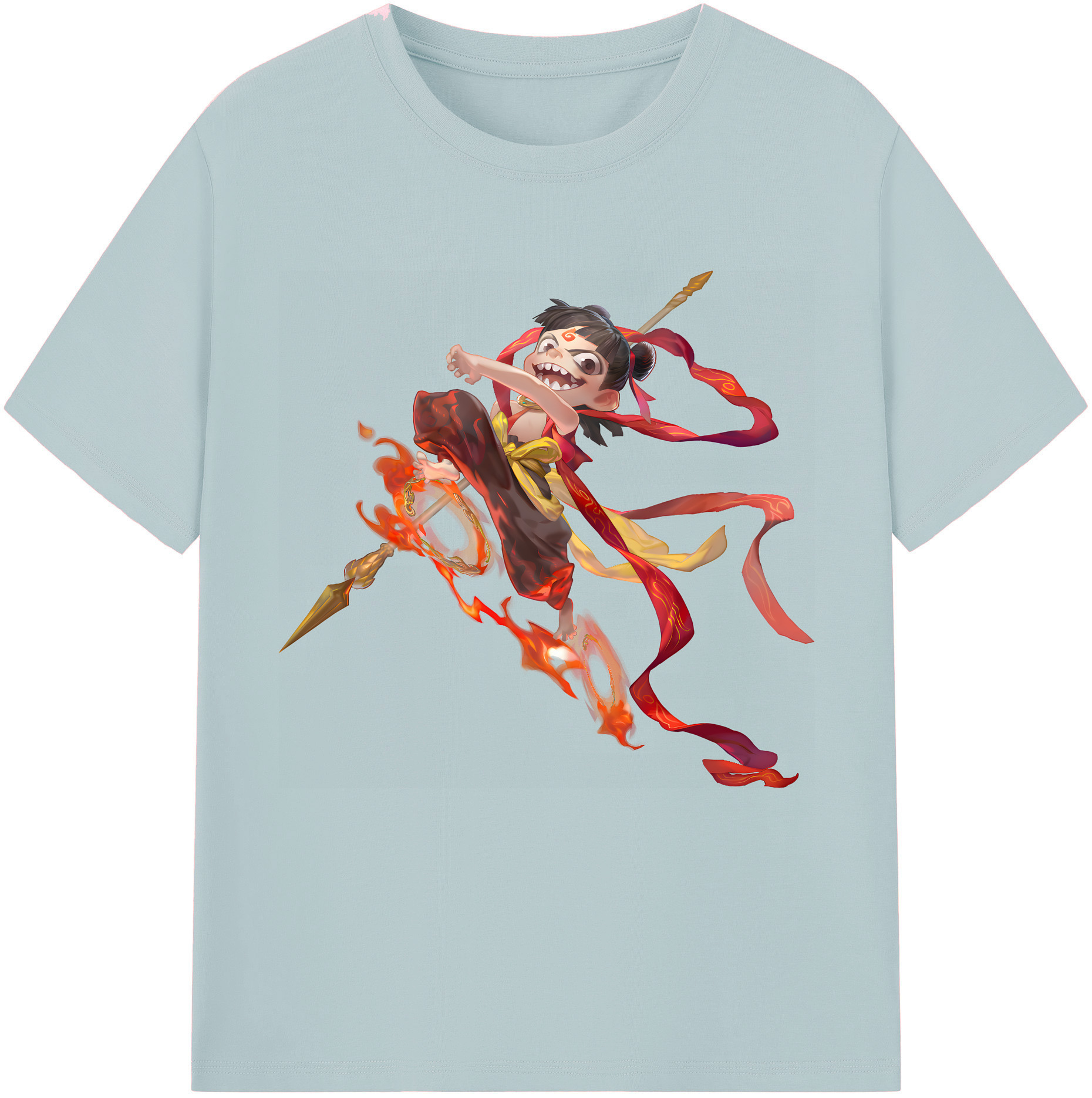 （画像用） Ne Zha 2 ナタ 魔童の大暴れ 綿100％半袖Tシャツ（フロントプリント）
